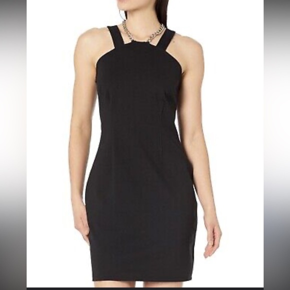 Michael Kors Silver Chain Black Halter Dress size L NWT - Picture 14 of 14